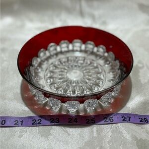 Vintage Elegant Red and Clear Glass Bowl